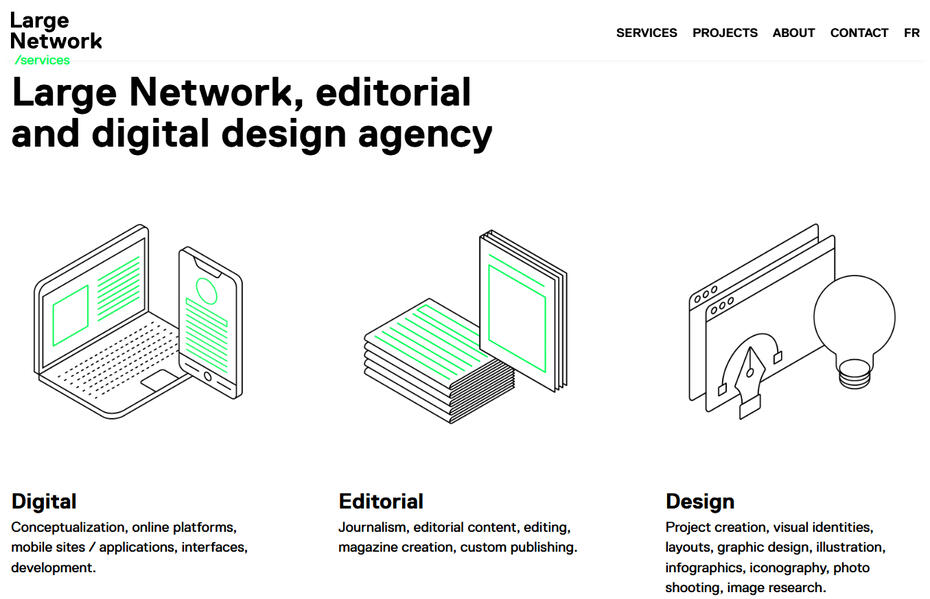 Voir le projet Large Network – design éditorial & digital